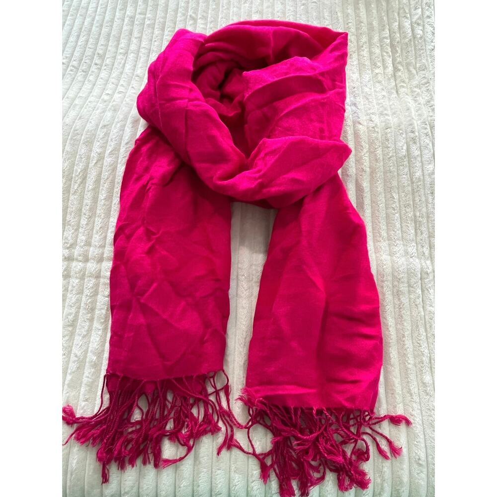 Pashmina Women soft and silky shawl scarf Fuchsia Pink Fringes One Size Viscose